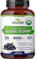 Zazzee Extracto de Arándano Silvestre Orgánico USDA 20:1, 120 Cápsulas Veganas, Suministro para 4 Meses, Salud Visual y Antioxidantes, Hecho en EE. - imagen 1