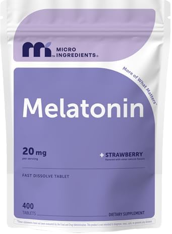 Melatonina Micro Ingredients 20mg, 400 Tabletas | Sabor Fresa | Disolución Rápida | 100% Libre de Medicamentos | Vegetariano | Sin Gluten, Sin Azúcar - imagen 1