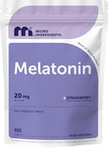 Melatonina Micro Ingredients 20mg, 400 Tabletas | Sabor Fresa | Disolución Rápida | 100% Libre de Medicamentos | Vegetariano | Sin Gluten, Sin Azúcar - imagen 1