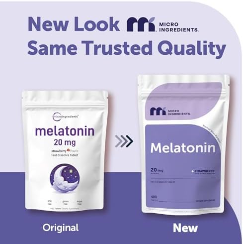 Melatonina Micro Ingredients 20mg, 400 Tabletas | Sabor Fresa | Disolución Rápida | 100% Libre de Medicamentos | Vegetariano | Sin Gluten, Sin Azúcar - imagen 2