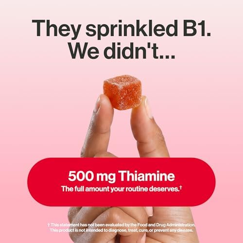 Gomitas de Vitamina B1 Kindnature 500mg – Suplemento Vegano de Tiamina para Energía y Enfoque – Sabor Natural a Fresa – 60 Unidades - imagen 2