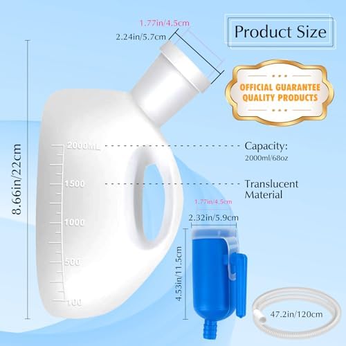 Orinal Portátil para Hombres OOCOME, Botella de Orina Reutilizable a Prueba de Derrames, 2000 ml, Tubo Largo de 47.2 con Tapa, Ideal para Camping - imagen 6