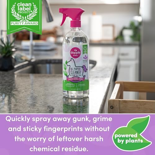 Limpiador Multiusos Dapple Baby, Hipoalergénico para Juguetes, Sillas Altas, Columpios, Mesas, a Base de Plantas, 1 Bomba Incluida, Lavanda, 30 Fl Oz - imagen 2