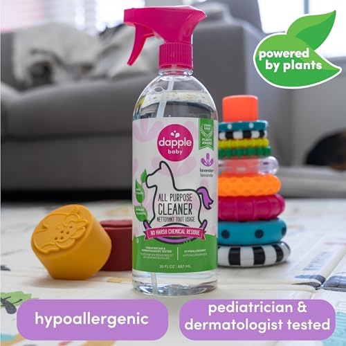 Limpiador Multiusos Dapple Baby, Hipoalergénico para Juguetes, Sillas Altas, Columpios, Mesas, a Base de Plantas, 1 Bomba Incluida, Lavanda, 30 Fl Oz - imagen 4
