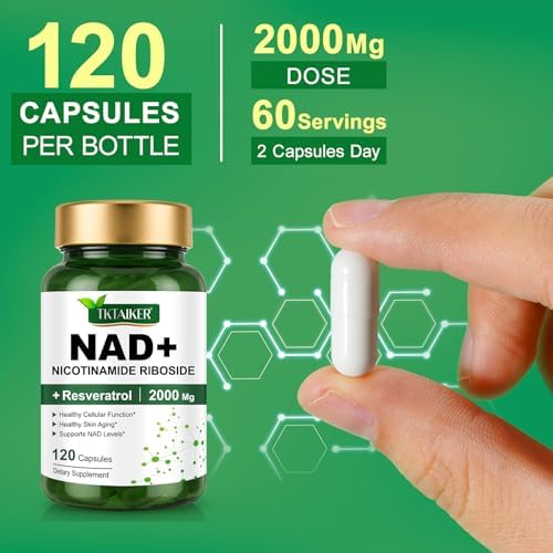 Suplemento TKTALKER de NAD 2000 Mg - 120 Cápsulas, Verdadero NAD & Resveratrol, Alternativa NMN, Liposomal NAD+ para Hombres y Mujeres, Apoyo a la - imagen 2
