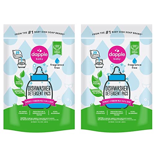 Dapple Baby Cápsulas de Detergente para Lavavajillas - 50 Piezas - Sin Fragancia, Hipoalergénicas y a Base de Plantas - Elimina Residuos de Leche de - imagen 6
