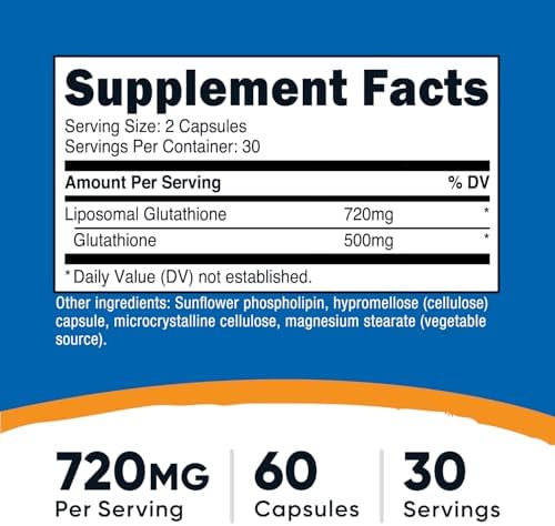 Suplemento de Glutatión Liposomal Nutricost 60 Cápsulas, 720 mg por Porción - Vegano, Sin OGM, 30 Porciones - imagen 2