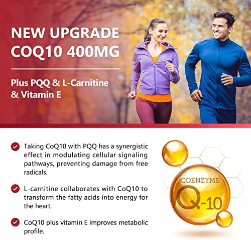 NATURE TARGET CoQ10 400mg con PQQ, Omega-3 y L-Carnitina, Alta Absorción de Coenzima Q10 con BioPerine, Apoya Corazón, Cerebro, Inmunidad y Energía, - imagen 4