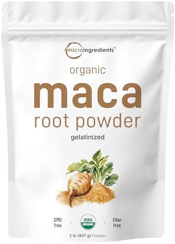 Polvo de Raíz de Maca Orgánica Micro Ingredients, 2 Libras, Gelatinizado para Mejor Absorción, Rico en Antioxidantes, Sin OMG, Vegano y de Origen - imagen 1