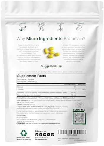 Bromelina 500mg con Quercetina y Aceite MCT, 240 Softgels Recubiertos | Suplemento Digestivo de Alta Absorción | Enzimas Digestivas Naturales, Sin - imagen 2
