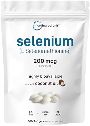 Suplementos de Selenio Micro Ingredients para Mujeres y Hombres 200mcg, 500 Softgels con Aceite de Coco | Mineral Esencial como Selenometionina | - imagen 1