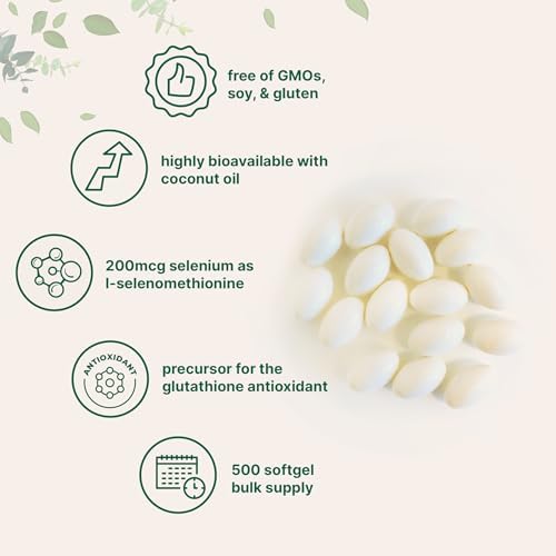 Suplementos de Selenio Micro Ingredients para Mujeres y Hombres 200mcg, 500 Softgels con Aceite de Coco | Mineral Esencial como Selenometionina | - imagen 3