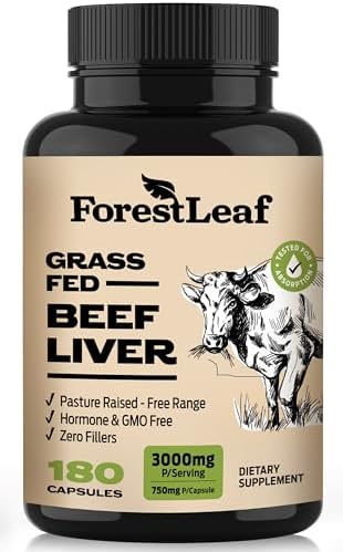 Cápsulas de Hígado de Res Alimentado con Pasto ForestLeaf, 3000mg por Porción, Apoya Inmunidad y Bienestar, 180 Cápsulas - imagen 1
