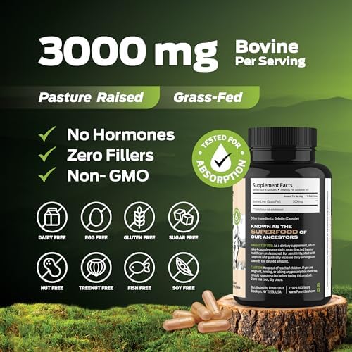 Cápsulas de Hígado de Res Alimentado con Pasto ForestLeaf, 3000mg por Porción, Apoya Inmunidad y Bienestar, 180 Cápsulas - imagen 4