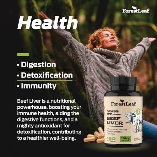 Cápsulas de Hígado de Res Alimentado con Pasto ForestLeaf, 3000mg por Porción, Apoya Inmunidad y Bienestar, 180 Cápsulas - imagen 5