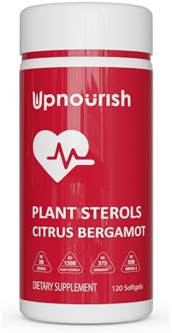 Suplemento de Bergamota Cítrica UpNourish con Esteroles Vegetales, CoQ10, Omega 3, Hoja de Olivo, Cúrcuma, Ajo Negro y Niacina - 120 Softgels - imagen 1