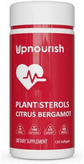 Suplemento de Bergamota Cítrica UpNourish con Esteroles Vegetales, CoQ10, Omega 3, Hoja de Olivo, Cúrcuma, Ajo Negro y Niacina - 120 Softgels - imagen 1