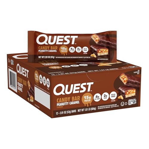 Barra de Proteína Quest Nutrition, Sabor Caramelo con Cacahuate, 15g de Proteína, 2g de Azúcar, Baja en Azúcar, Sin Gluten, Paquete de 12 - imagen 4
