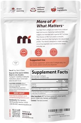 Extracto de Remolacha Micro Ingredients, 360 Softgels con Aceite MCT | Suplemento Natural de Remolacha | No Transgénico - imagen 7