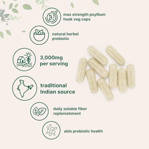 Cápsulas de Psyllium Micro Ingredients 3000mg, 500 Veg Caps | Suplemento de Fibra Soluble para la Salud Digestiva | Prebióticos y Probióticos - imagen 3