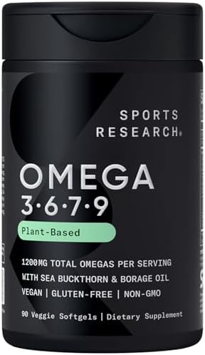 Sports Research® Omega 3-6-7-9 Vegano - 1200 mg de Ácidos Grasos Omega Multi-Espectro con Aceite de Espino Marino y Borraja - 90 Cápsulas Veganas - imagen 1