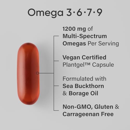 Sports Research® Omega 3-6-7-9 Vegano - 1200 mg de Ácidos Grasos Omega Multi-Espectro con Aceite de Espino Marino y Borraja - 90 Cápsulas Veganas - imagen 2