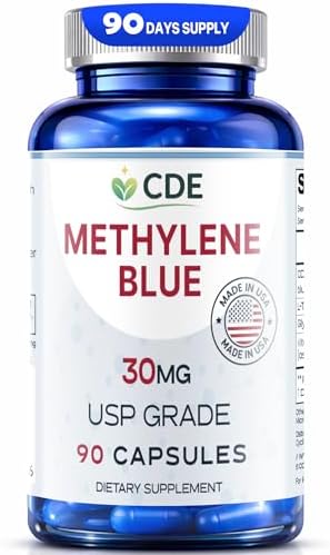Cápsulas de Azul de Metileno CDE 30mg - Hecho en EE. UU., Suministro para 90 Días - Grado Farmacéutico CDEMBC USP, Libre de Formol, No OGM - Soporte - imagen 1