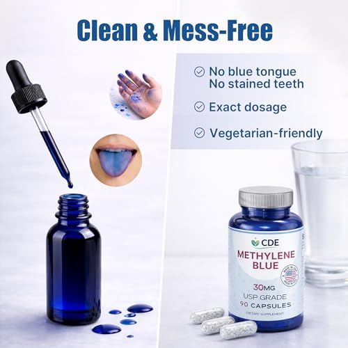 Cápsulas de Azul de Metileno CDE 30mg - Hecho en EE. UU., Suministro para 90 Días - Grado Farmacéutico CDEMBC USP, Libre de Formol, No OGM - Soporte - imagen 4