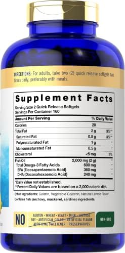 Suplementos de Aceite de Pescado Omega 3 Carlyle | 2000mg | 320 Cápsulas Blandas | EPA & DHA | 600mg Omega-3 Total | Sin OGM, Libre de Gluten - imagen 2