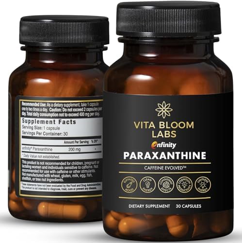 Cápsulas Vita Bloom Labs Enfinity Paraxantina, Energía Limpia y Enfoque, Alternativa a la Cafeína | 200 mg por Cápsula | 30 Cápsulas por Botella | - imagen 1