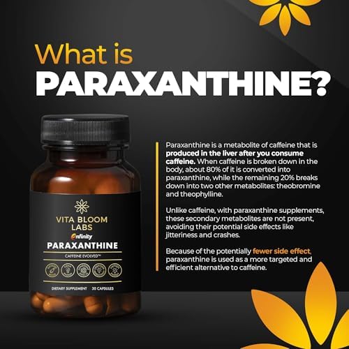Cápsulas Vita Bloom Labs Enfinity Paraxantina, Energía Limpia y Enfoque, Alternativa a la Cafeína | 200 mg por Cápsula | 30 Cápsulas por Botella | - imagen 3