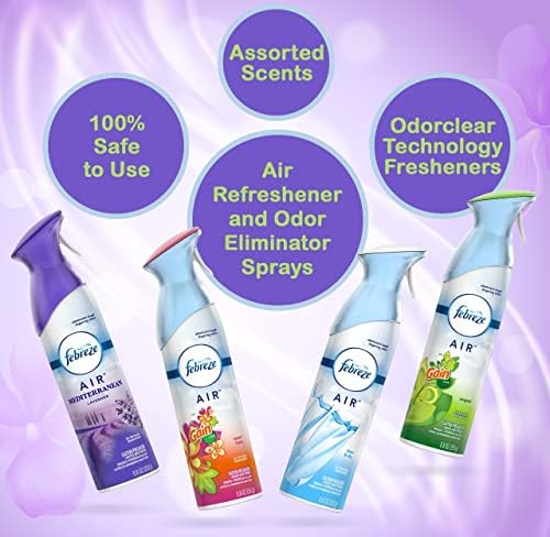 Spray Desodorante Febreze para Aire, Eliminador de Olores, 4 Paquetes: Original, Isla Fresca, Cielo de Lino y Lavanda - imagen 2
