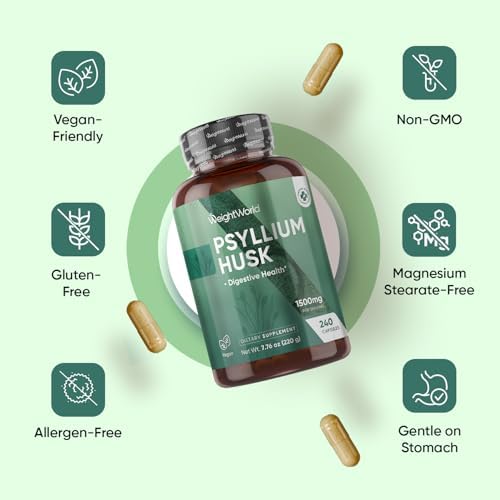Cápsulas de Psyllium Husk WeightWorld 1500mg (750mg por cápsula) | Suplemento de fibra soluble y prebióticos para la salud digestiva - 240 cápsulas - imagen 7