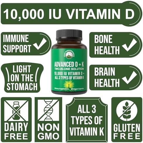 Peak Performance Vitamina D Avanzada 10000 IU con 3 Tipos de Vitamina K - 60 Cápsulas Pequeñas y Fáciles de Tragar - imagen 3