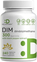 Suplemento DIM 300mg con Pimienta Negra, 240 Cápsulas Vegetarianas, Suministro para 4 Meses | Suplemento 2 en 1 para Hombres y Mujeres | - imagen 1