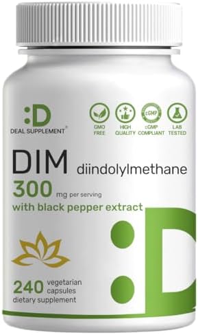 Suplemento DIM 300mg con Pimienta Negra, 240 Cápsulas Vegetarianas, Suministro para 4 Meses | Suplemento 2 en 1 para Hombres y Mujeres | - imagen 1