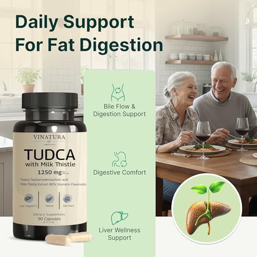 VINATURA TUDCA Cardo Mariano 1250mg - Suplemento Tudca, Sales Biliares, Apoyo Hepático, Suplementos para la Vesícula Biliar *Hecho y Probado en EE. - imagen 5