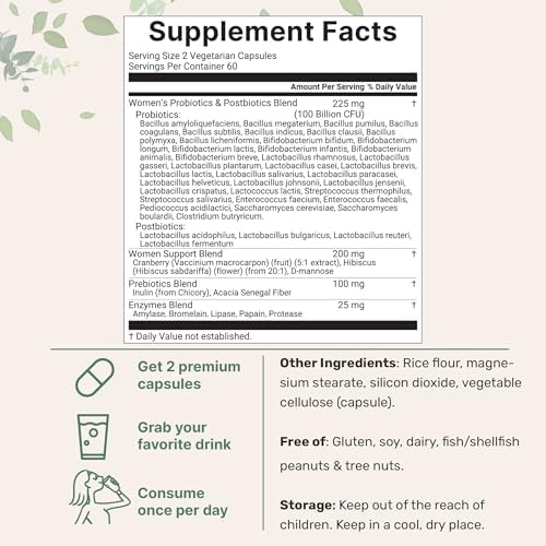 Probioticos Micro Ingredients para Mujeres 100 Mil millones CFU con Prebióticos, 120 Cápsulas Veganas | Apoyo a la Salud Vaginal, Urinaria y - imagen 2