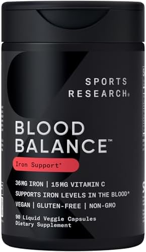 Suplemento de Hierro Sports Research® Blood Balance - 36 MG de Hierro + Ácido Fólico y Vitamina C - Apoyo a Glóbulos Rojos para Mujeres y Hombres - - imagen 1