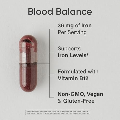 Suplemento de Hierro Sports Research® Blood Balance - 36 MG de Hierro + Ácido Fólico y Vitamina C - Apoyo a Glóbulos Rojos para Mujeres y Hombres - - imagen 2