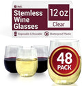 Vasos desechables Reli para vino (paquete de 48, 12 oz) - Vasos de plástico sin pie, claros y resistentes para fiestas, cócteles, whisky y bodas - imagen 1