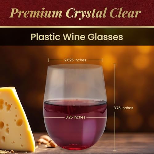 Vasos desechables Reli para vino (paquete de 48, 12 oz) - Vasos de plástico sin pie, claros y resistentes para fiestas, cócteles, whisky y bodas - imagen 3