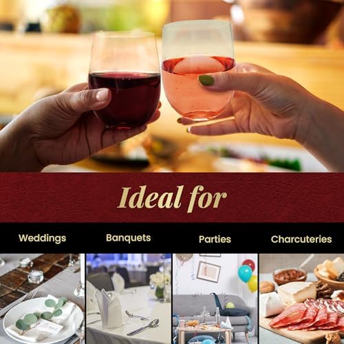 Vasos desechables Reli para vino (paquete de 48, 12 oz) - Vasos de plástico sin pie, claros y resistentes para fiestas, cócteles, whisky y bodas - imagen 4