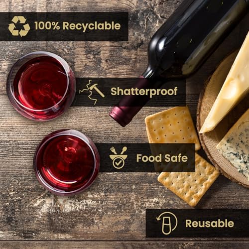 Vasos desechables Reli para vino (paquete de 48, 12 oz) - Vasos de plástico sin pie, claros y resistentes para fiestas, cócteles, whisky y bodas - imagen 5