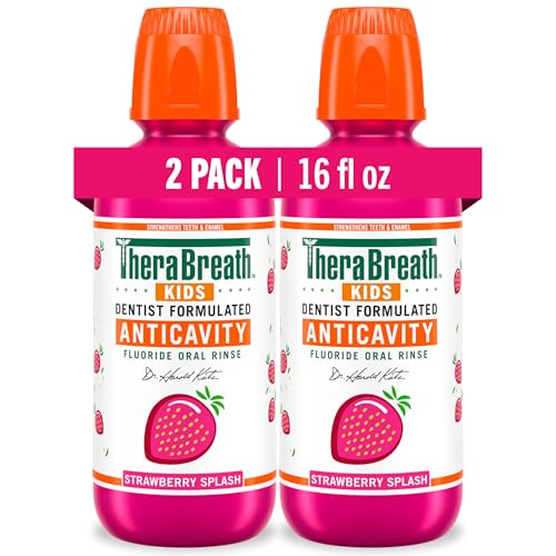 Enjuague Bucal TheraBreath para Niños con Fluoruro, Sabor Fresa Orgánica, Anticaries, 16 oz, Paquete de 2 - imagen 5