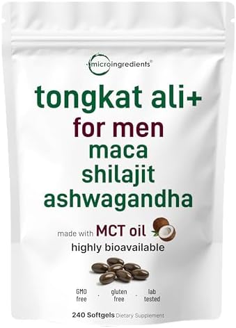 Tongkat Ali+ para Hombres con Maca, Shilajit y Ashwagandha | 240 Softgels con Aceite MCT para Mejor Absorción | Extracto de Eurycoma Longifolia - imagen 1