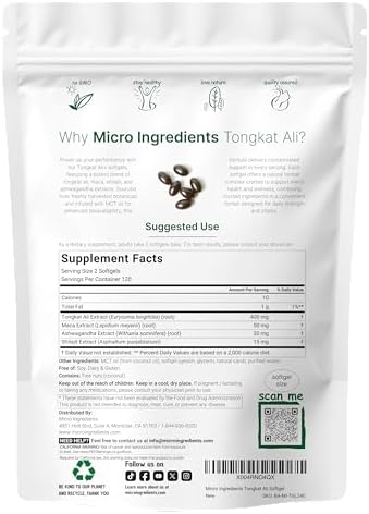Tongkat Ali+ para Hombres con Maca, Shilajit y Ashwagandha | 240 Softgels con Aceite MCT para Mejor Absorción | Extracto de Eurycoma Longifolia - imagen 2