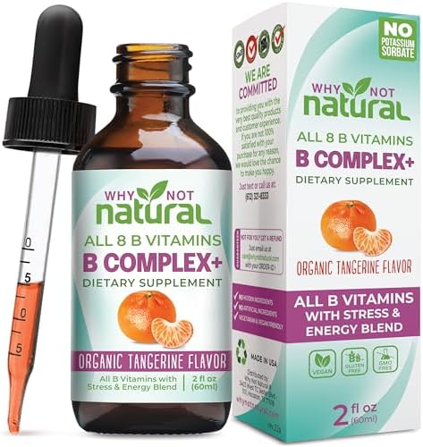 Why Not Gotas Líquidas de Complejo de Vitaminas B Naturales - Suplemento Vegano para Mujeres - B1, B2, B3, B5, B6, Biotina, Folato y Colina - Apoyo - imagen 1