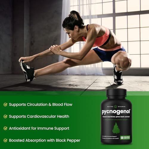 NutraChamps Pycnogenol Extracto de Corteza de Pino Marítimo Francés, Complejo Premium para la Circulación, 60 Cápsulas con Extracto de Pimienta Negra - imagen 5