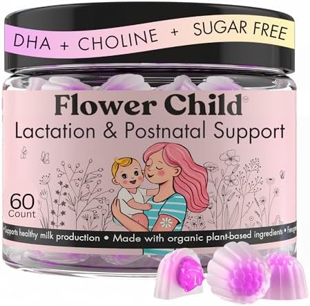 Gomitas para Lactancia Flower Child con Moringa Orgánica, Cardo Lechero, Colina y DHA, Suplemento Postnatal Vegano, 60 Unidades - imagen 1